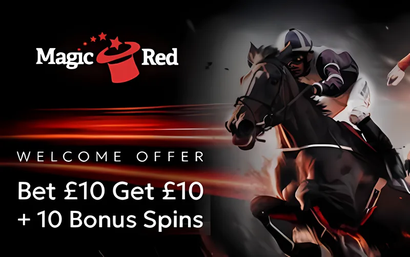 Magic Red Casino sportsbook horse racing bet slip illustration